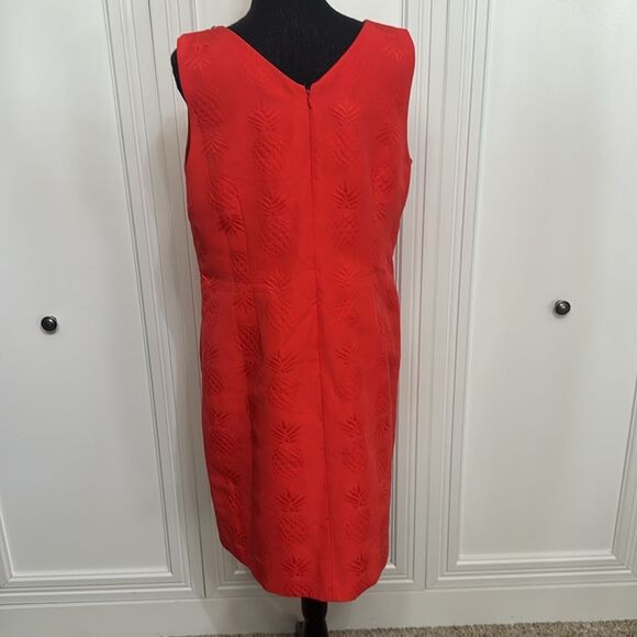 Talbots Red Pineapple Jewel Embellished Sheath Dress - Picture 4 of 7